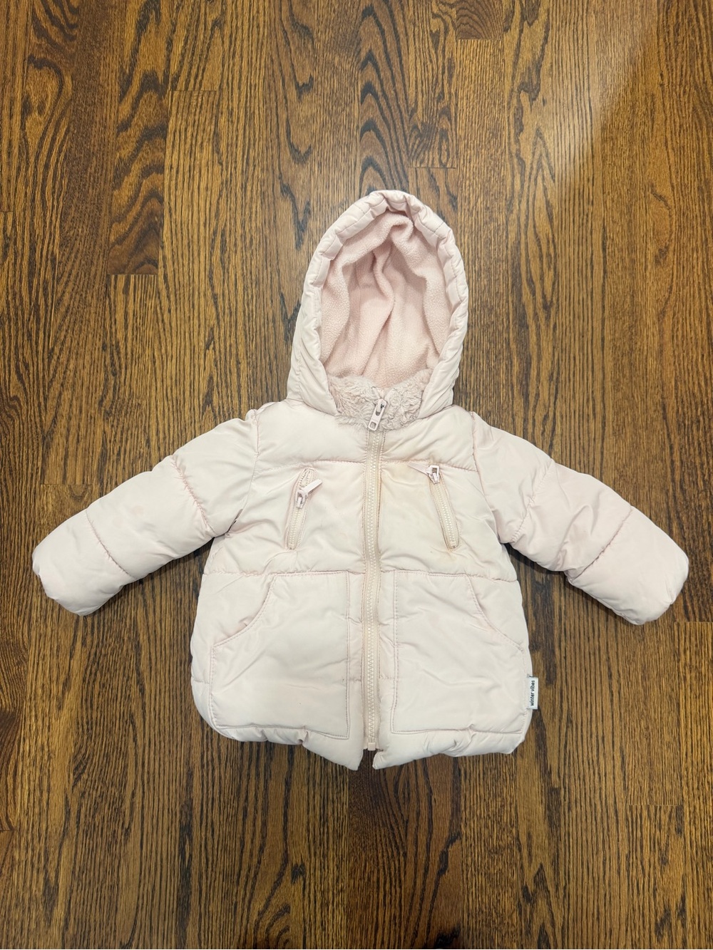 Zara Light Pink Hooded Puffer Coat for Kids